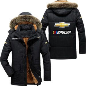 Chevy Nascar Hooded Fleece Parka Jacket Fleece Coat Winter Customize Name PJF1350