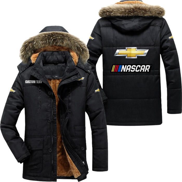 Chevy Nascar Hooded Fleece Parka Jacket Fleece Coat Winter Customize Name PJF1350