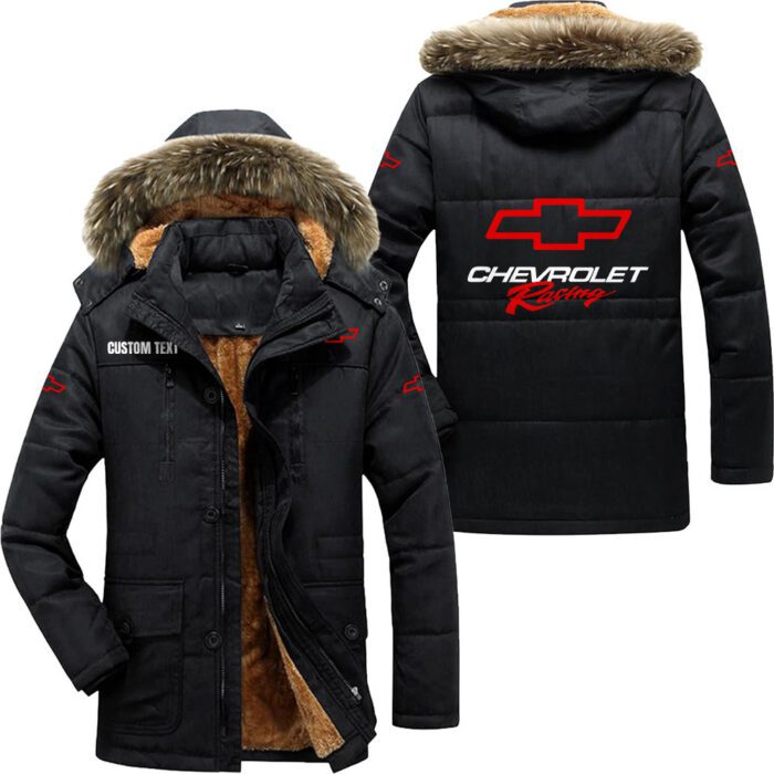 Chevy Racing Hooded Fleece Parka Jacket Fleece Coat Winter Customize Name PJF1331