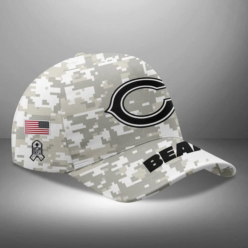 Chicago Bears NFL Arctic Camo 2024 Salute to Service Custom Name And Year Classic Cap WCC1005