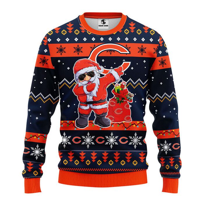 Chicago Bears NFL Dabbing Santa Claus Ugly Christmas Sweater FUL1100