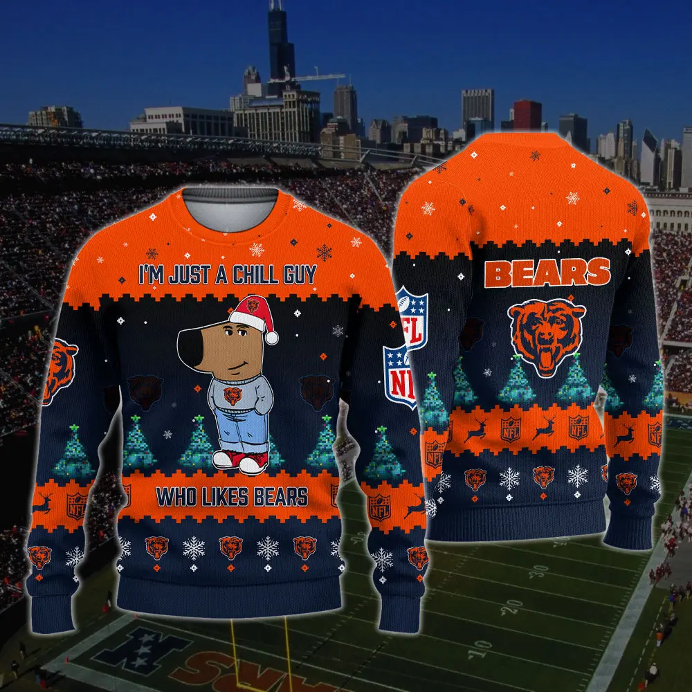 Chicago Bears NFL I'm Just A Chill Guy Funny Ugly Sweater