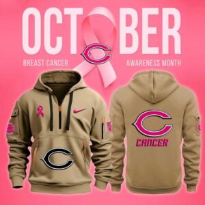 Chicago Bears NFL October Breast Cancer Awareness Month Quarter Zip Hoodie