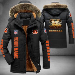 Cincinnati Bengals NFL Personalized Golden Logo Parka Jacket Fleece Coat Winter