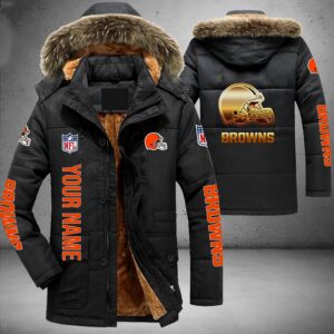 Cleveland Browns NFL Personalized Golden Logo Parka Jacket Fleece Coat Winter