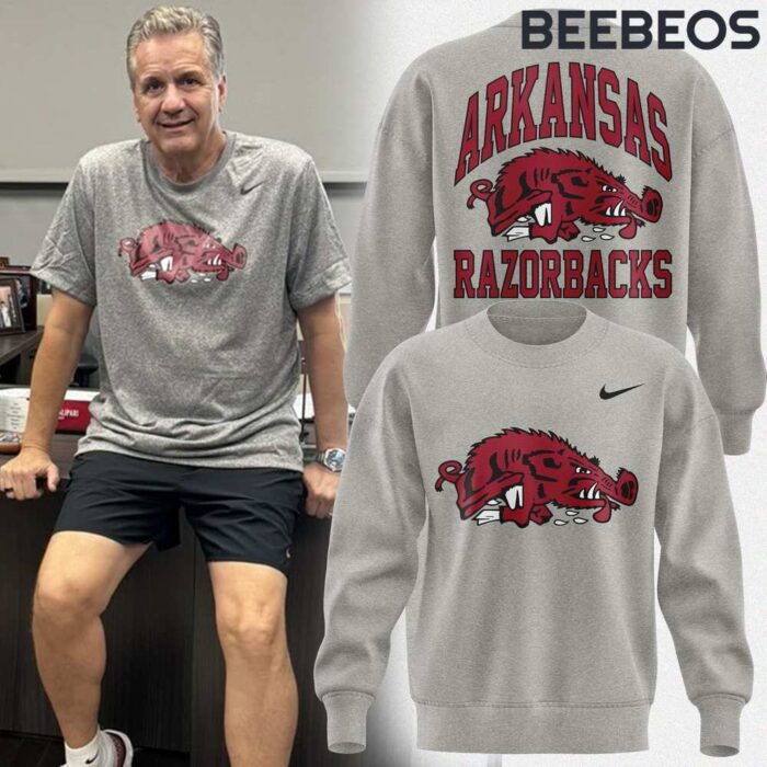 Coach John Calipari Arkansas Razorbacks Basketball Grey Sweatshirt BBS1031