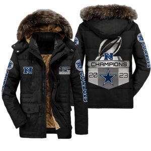 Dallas Cowboys NFC East Division Champions Unisex Black Parka Jacket Fleece Coat Winter PJF1226