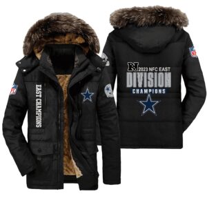 Dallas Cowboys NFL NFC East Division Champions Team Logo Unisex Black Parka Jacket Fleece Coat Winter PJF1230