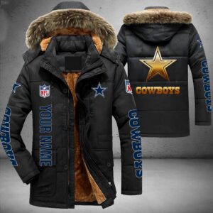 Dallas Cowboys NFL Personalized Golden Logo Parka Jacket Fleece Coat Winter