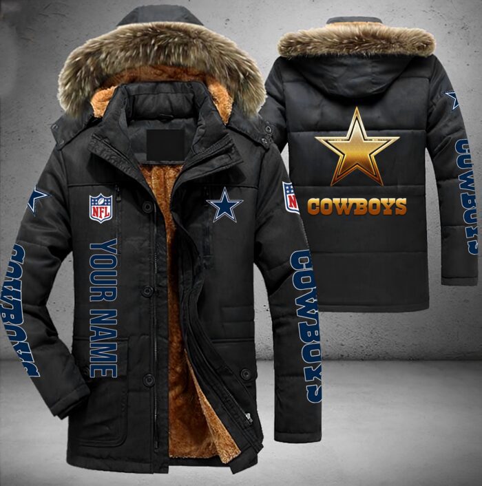 Dallas Cowboys NFL Personalized Golden Logo Parka Jacket Fleece Coat Winter