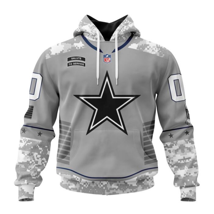 Dallas Cowboys NFL Specialized Design Camo 2024 Salute To Service Club Personalized Letters Number Unisex Hoodie WUH2010