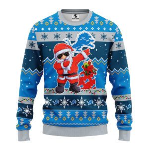 Detroit Lions NFL Dabbing Santa Claus Ugly Christmas Sweater FUL1097