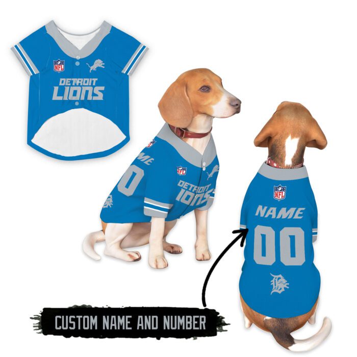 Detroit Lions Pet Baseball Jersey