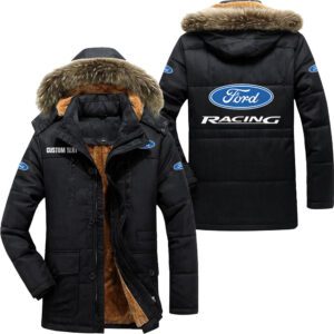 Ford Racing Hooded Fleece Parka Jacket Fleece Coat Winter Customize Name PJF1346