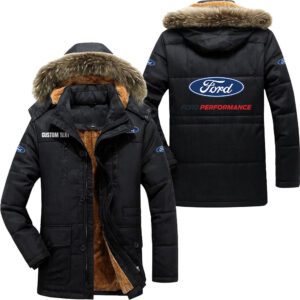 Ford performance Hooded Fleece Parka Jacket Fleece Coat Winter Customize Name PJF1308