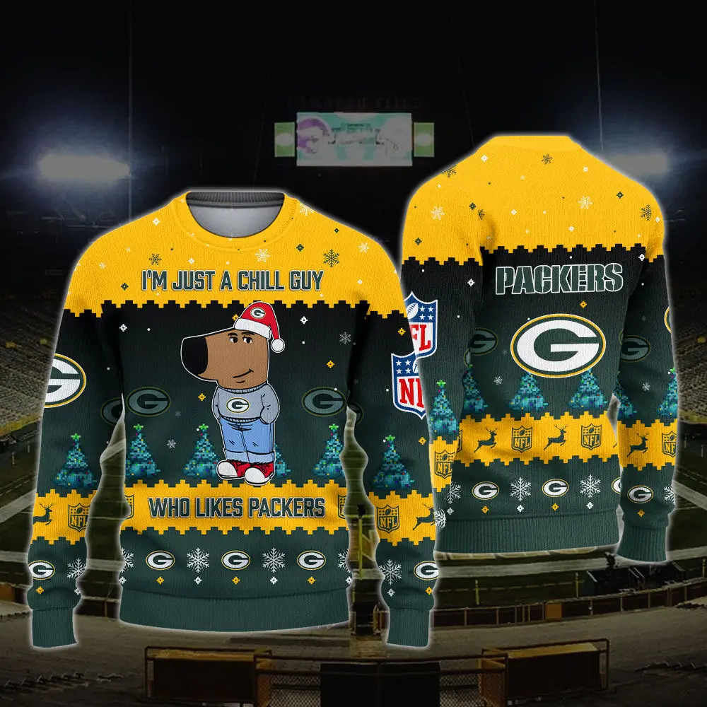 Green Bay Packers NFL I'm Just A Chill Guy Funny Ugly Sweater