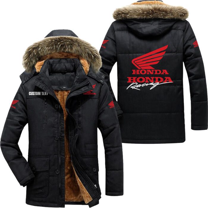 Honda Motor Hooded Fleece Parka Jacket Fleece Coat Winter Customize Name PJF1325