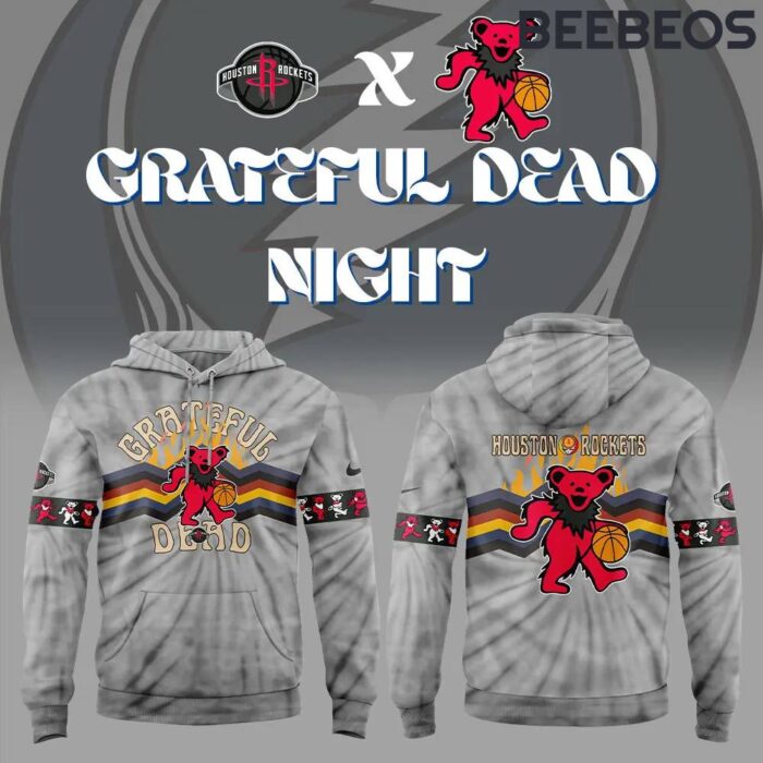 Houston Rockets x Grateful Dead Night Grey Unisex Hoodie WBH5049