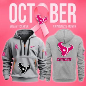 Houston Texans NFL October Breast Cancer Awareness Month Quarter Zip Hoodie