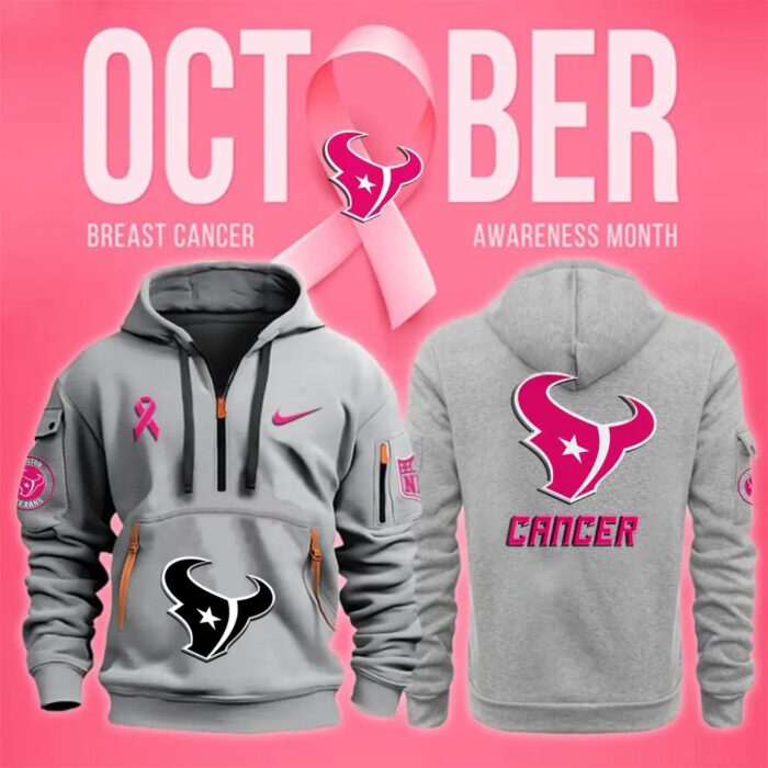 Houston Texans NFL October Breast Cancer Awareness Month Quarter Zip Hoodie