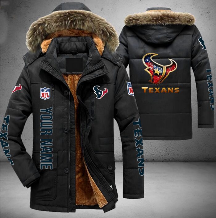 Houston Texans NFL Personalized Golden Logo Parka Jacket Fleece Coat Winter