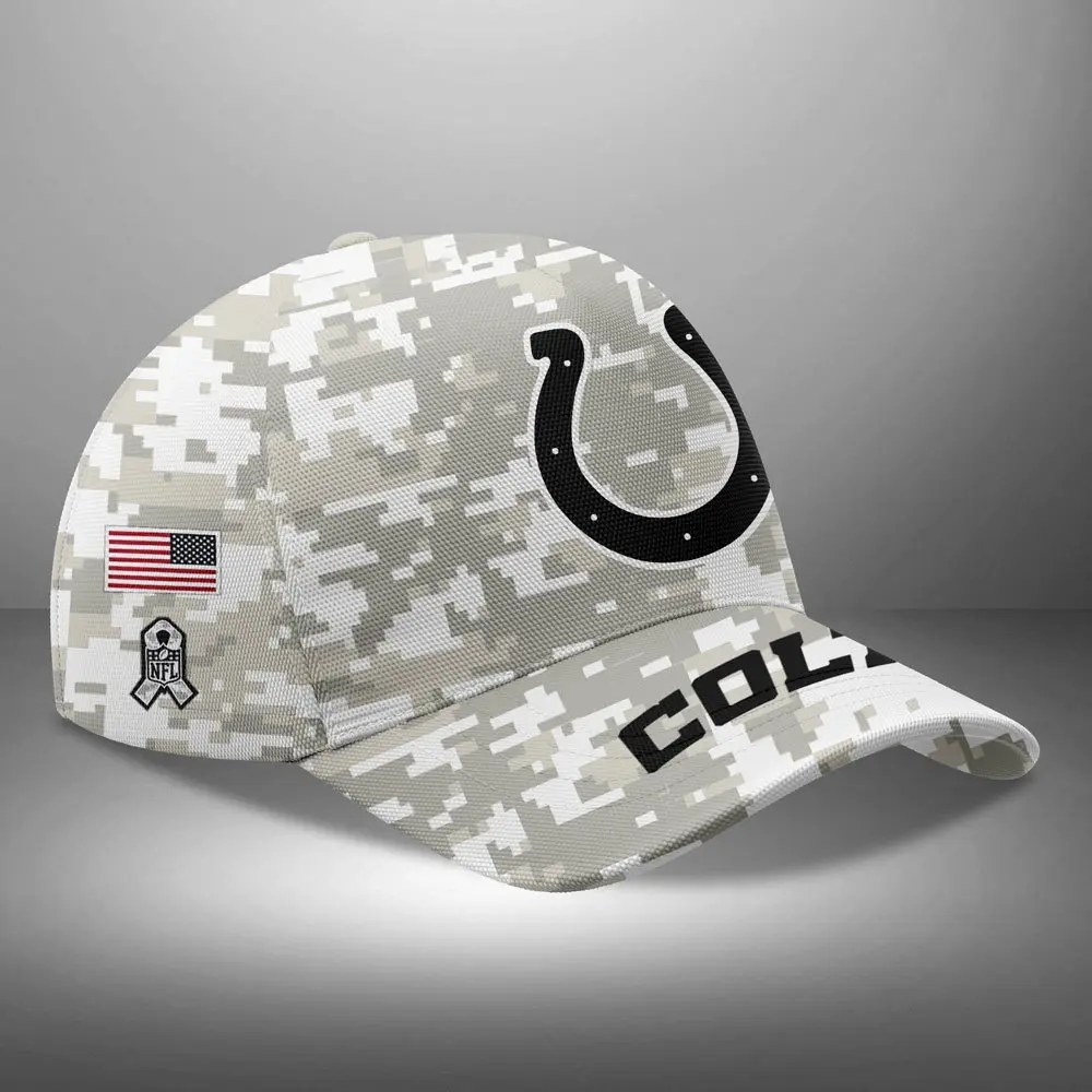 Indianapolis Colts NFL Arctic Camo 2024 Salute to Service Custom Name And Year Classic Cap WCC1012