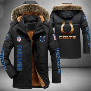 Indianapolis Colts NFL Personalized Golden Logo Parka Jacket Fleece Coat Winter