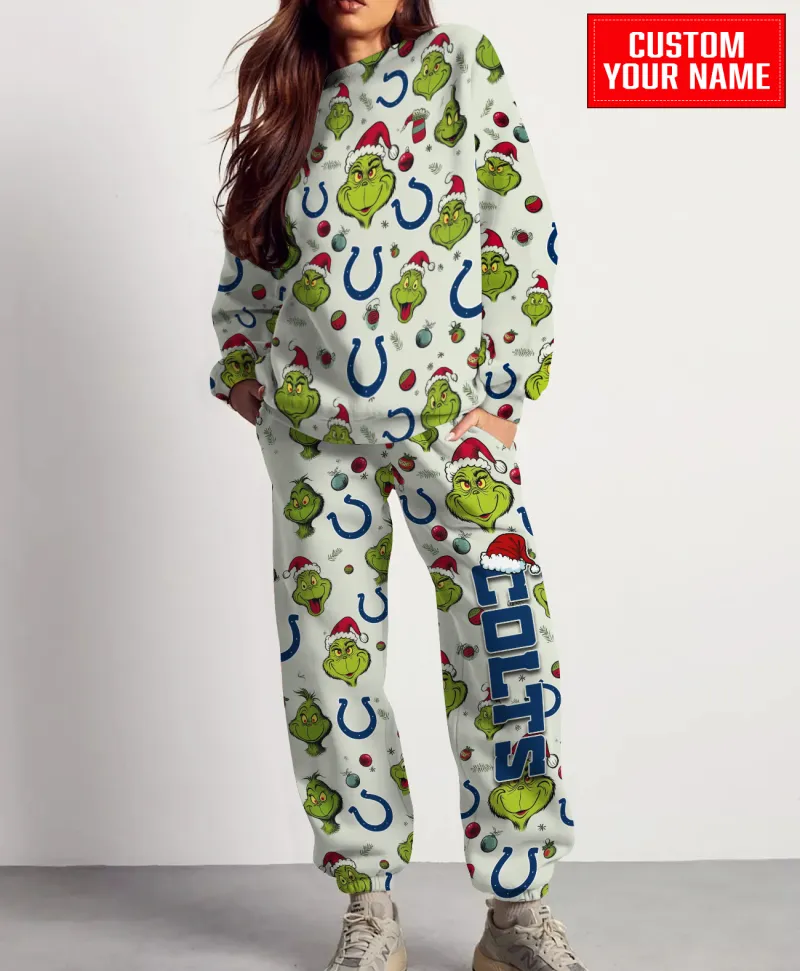 Indianapolis Colts Personalized NFL Grinch Pattern Sweater And Sweatpants  CHS1122