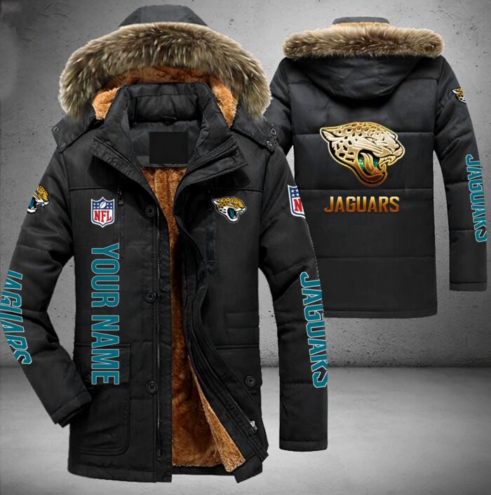 Jacksonville Jaguars NFL Personalized Golden Logo Parka Jacket Fleece Coat Winter