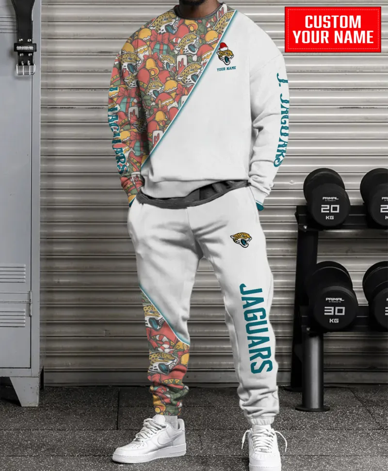 Jacksonville Jaguars Personalized NFL Christmas Pattern Unisex Combo Sweater And Sweatpants - White CHS1079