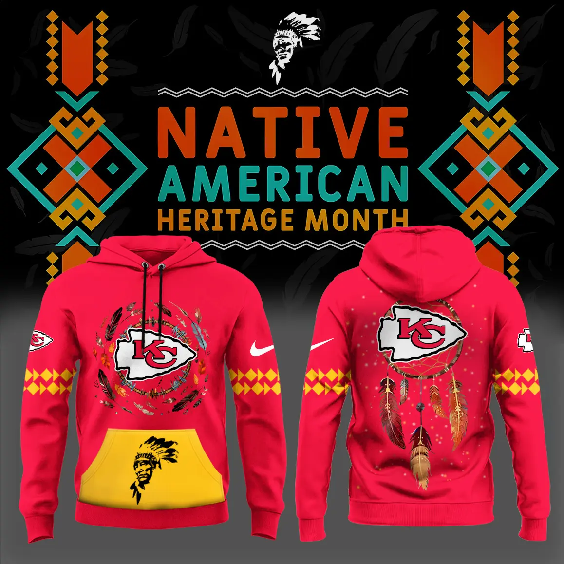 Kansas City Chiefs NFL Native American Heritage Month Unisex Hoodie