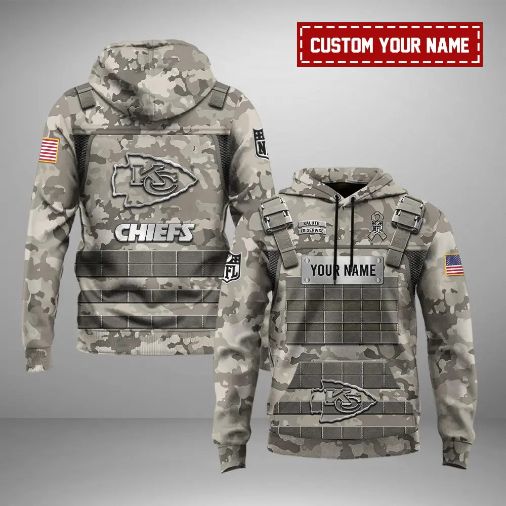 Kansas City Chiefs NFL Salute To Service Military Uniform Personalized Hoodie WHD1015