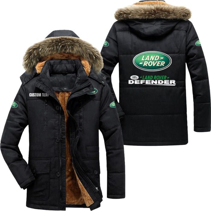 Land Rover Defender Hooded Fleece Parka Jacket Fleece Coat Winter Customize Name PJF1275