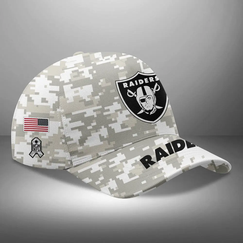 Las Vegas Raiders NFL Arctic Camo 2024 Salute to Service Custom Name And Year Classic Cap WCC1011