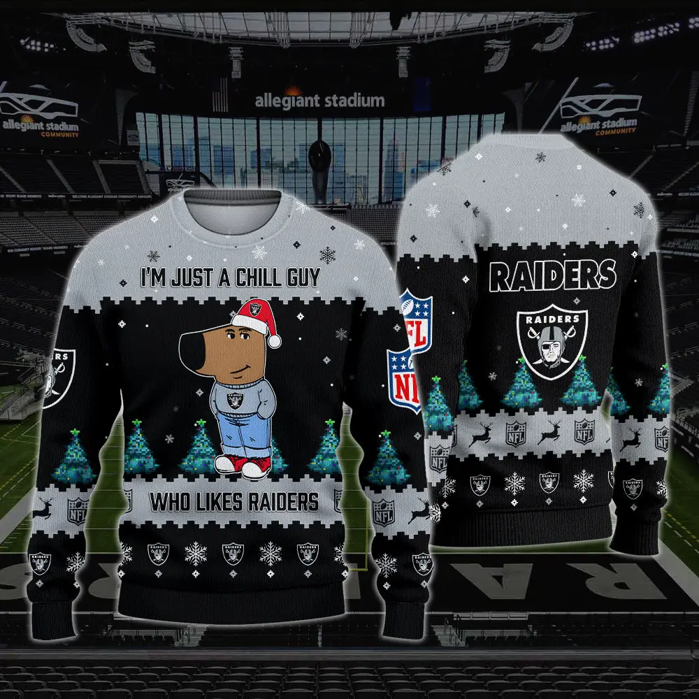 Las Vegas Raiders NFL I'm Just A Chill Guy Funny Ugly Sweater