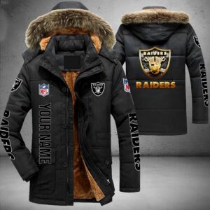 Las Vegas Raiders NFL Personalized Golden Logo Parka Jacket Fleece Coat Winter