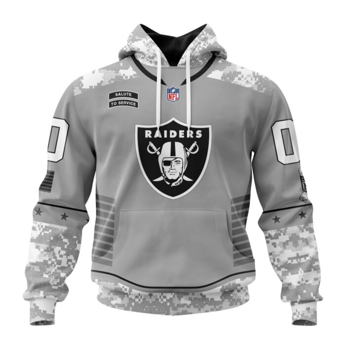 Las Vegas Raiders NFL Specialized Design Camo 2024 Salute To Service Club Personalized Letters Number Unisex Hoodie WUH2016