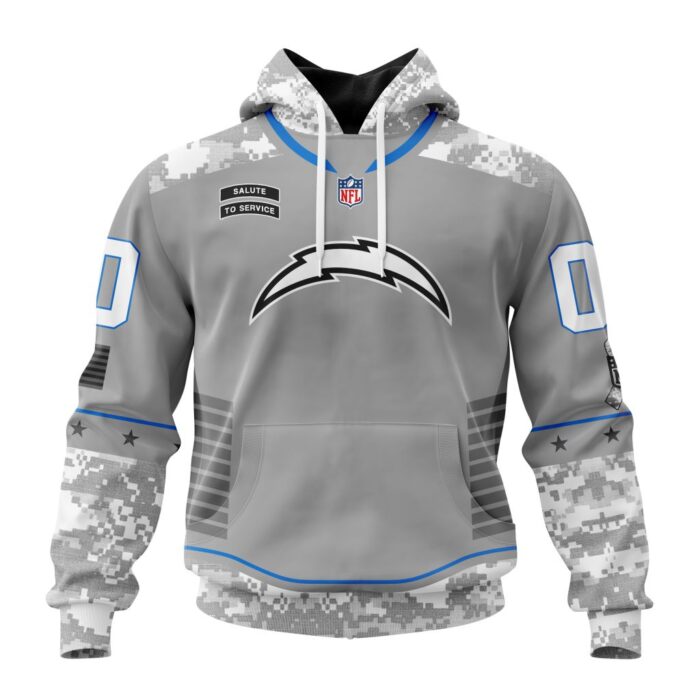 Los Angeles Chargers NFL Specialized Design Camo 2024 Salute To Service Club Personalized Letters Number Unisex Hoodie WUH2017