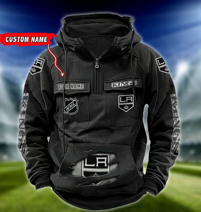 Los Angeles Kings NHL Hockey Vintage Quarter Zip Hoodie Retro Hoodie Custom Name WRH1017