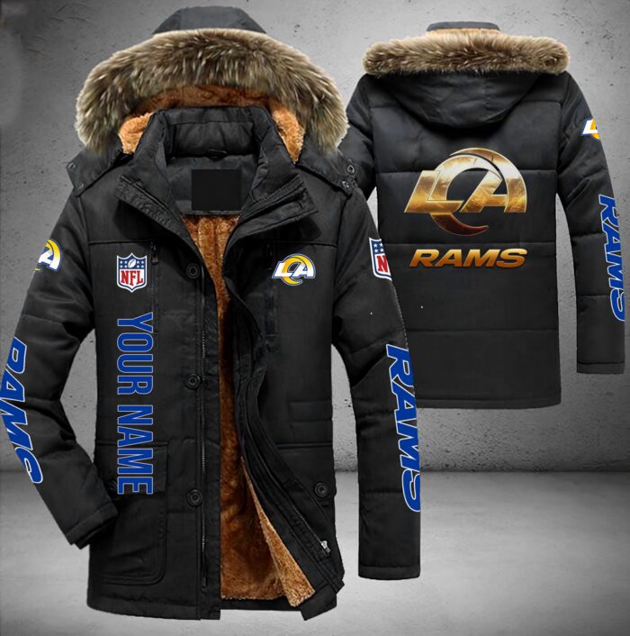 Los Angeles Rams NFL Personalized Golden Logo Parka Jacket Fleece Coat Winter