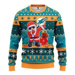 Miami Dolphins NFL Dabbing Santa Claus Ugly Christmas Sweater FUL1109