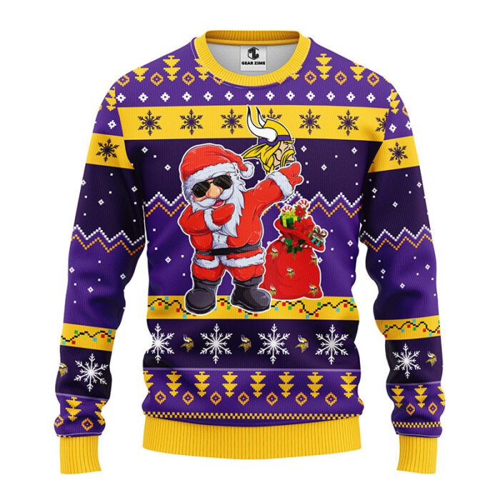 Minnesota Vikings NFL Dabbing Santa Claus Ugly Christmas Sweater FUL1105