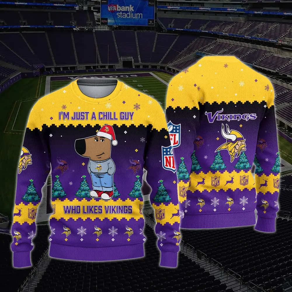 Minnesota Vikings NFL I'm Just A Chill Guy Funny Ugly Sweater