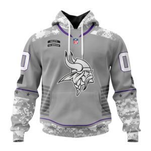 Minnesota Vikings NFL Specialized Design Camo 2024 Salute To Service Club Personalized Letters Number Unisex Hoodie WUH2019