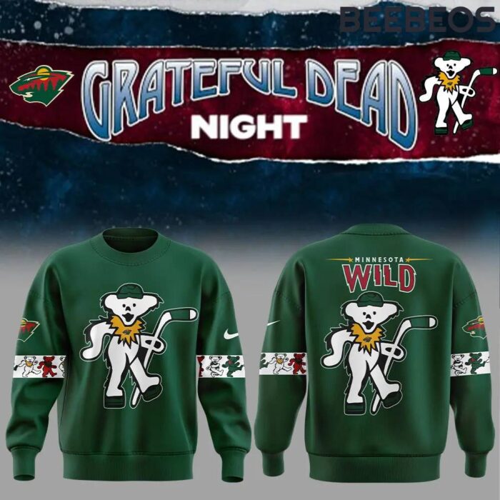 Minnesota Wild x Grateful Dead Night Green Sweatshirt BBS1008