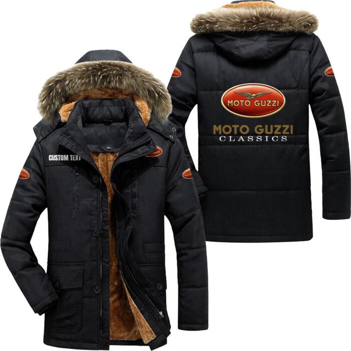 Moto Guzzi Hooded Fleece Parka Jacket Fleece Coat Winter Customize Name PJF1239