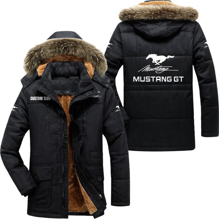 Mustang gt Hooded Fleece Parka Jacket Fleece Coat Winter Customize Name PJF1287