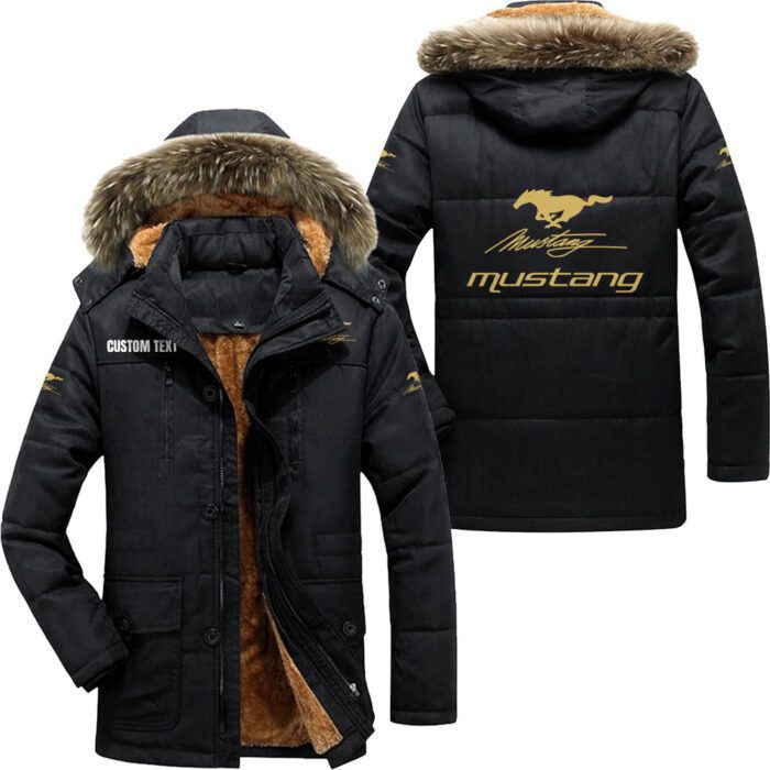 Mustang racing Hooded Fleece Parka Jacket Fleece Coat Winter Customize Name PJF1276