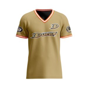 NHL Anaheim Ducks Special V-neck Mesh Raglan Short Sleeve Design