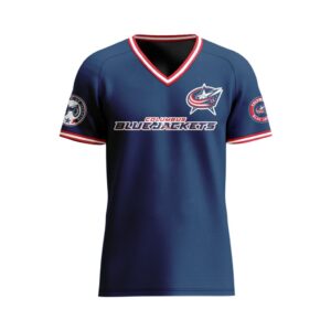 NHL Columbus Blue Jackets Special V-neck Mesh Raglan Short Sleeve Design